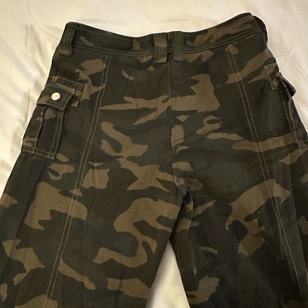 Green and Brown Flare Wide Leg Jeans - Picture 3 of 8